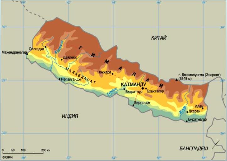 Непал карта