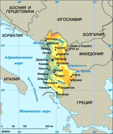 Карта Албании