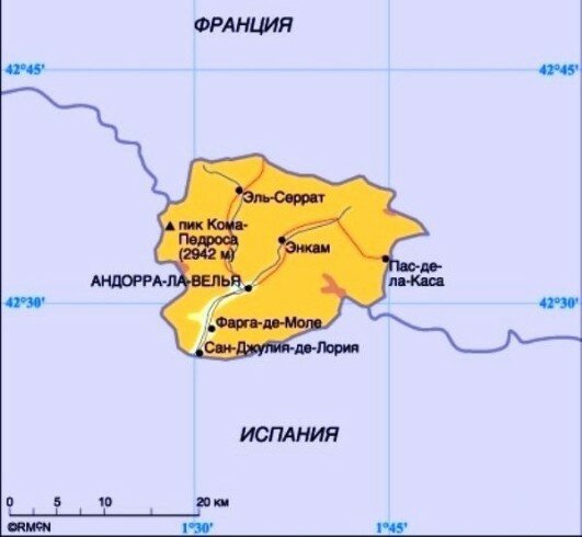 Карта Андорры