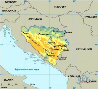 Карта Боснии и Герцеговины