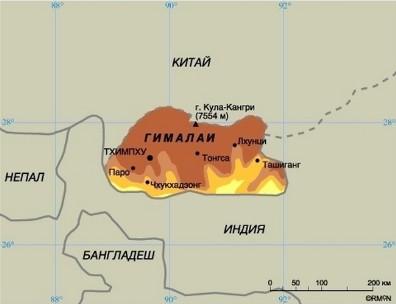 Бутан карта