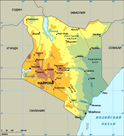 Карта Кении